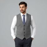Grey Dress Vests Slim Fit Mens