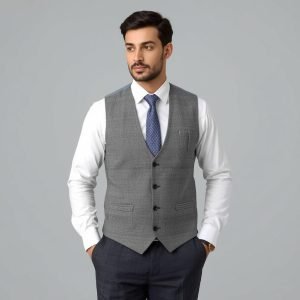 Grey Dress Vests Slim Fit Mens