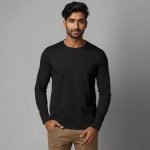 Black Cotton Full Sleeve T-Shirt For Men
