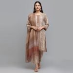 Joypuri Three Piece Cotton Unstitched Skin Print For Women