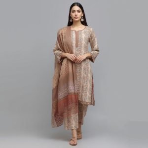 Joypuri Three Piece Cotton Unstitched Skin Print For Women