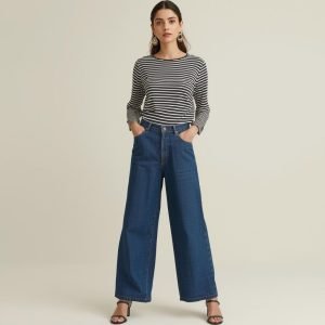 Women's Wide Leg Premium Denim Jeans Palazzo